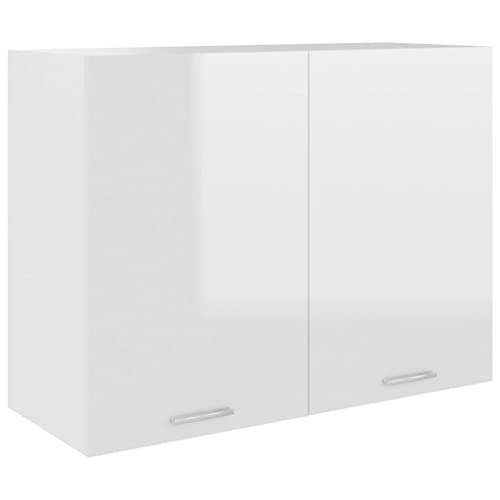 vidaXL Hängeschrank 2 Regalböden Küche Schrank Einbauküche Küchenzeile Küchenmöbel Oberschrank Küchenschrank Hochglanz-Weiß 80x31x60cm Holzwerkstoff