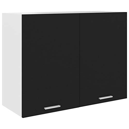 vidaXL Hängeschrank 2 Regalböden Küche Schrank Einbauküche Küchenzeile Küchenmöbel Oberschrank Küchenschrank Schwarz 80x31x60cm Holzwerkstoff