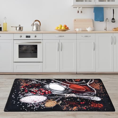 miqna Küchenteppich, rutschfeste Küchenläufer, Waschbarer Küchen Teppich, Schwarz Küchenmatte, (schwarz, 80 x 200 cm)