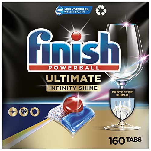 Finish Ultimate Infinity Shine Spülmaschinentabs – Geschirrspültabs für ultimative Reinigung, Fettlösekraft und Glanz mit Schutzschild – Gigapack mit 2x80 Tabs.