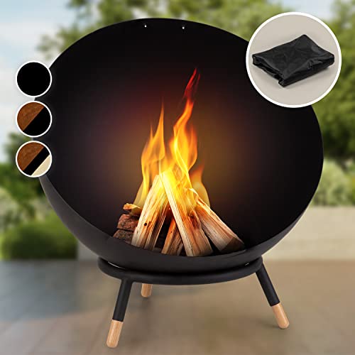 Blumfeldt Feuerschale, Outdoor Feuerstelle mit 3-Beinbein Standfuß, Kippbare Feuerschalen für den Garten & Balkon, Camping Feuerschale Groß, Gartenfeuerschale Wetterfest, Feuerschalen 50x75x50 cm