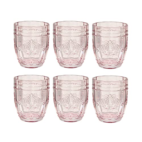 BUTLERS Trinkgläser 6er Set 250ml -VICTORIAN- Wassergläser in Vintage Design | Retro Gläser in bunten Farben mit Prägung | spülmaschinenfestes Trinkgeschirr ideal für Wasser, Saft, Cocktails