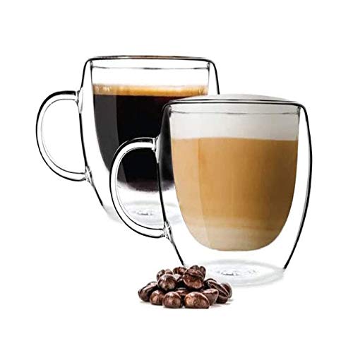 PYYB 2×350ml Doppelwandiger Gläser Kaffeegläser, Latte Macchiato glass Set Cappuccino Gläser thermotassen doppelwandig glas