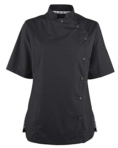 MEDANTA 1039 Kochjacke Damen kurzarm Chef Jacket Berufsbekleidung Gastronomie Schwarz XS