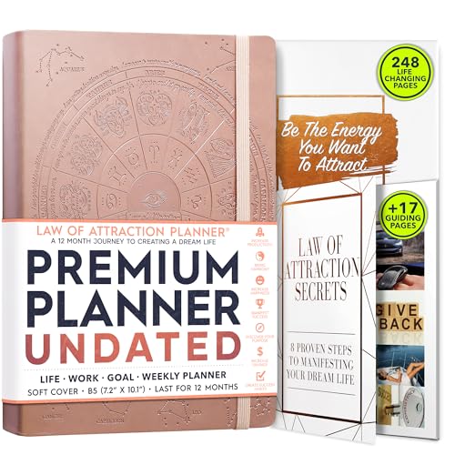 Life Planner - Undatiertes Deluxe-Wochen- und Monatsplaner, eine 12-monatige Reise zur Steigerung von Produktivität und Glück, Lebensorganisator, Dankbarkeitsjournal, Law of Attraction Planner