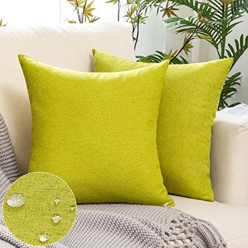 Woaboy 2er Set Outdoor Kissenbezüge Wasserfeste Kissen Wasserdicht Kissenhülle Dekohülle Sofakissen Moderne Couchkissen für Draußer Sofa Balkon Terrasse Garten 40 x 40 cm Vegetation Grün