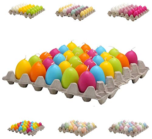 Hochwertige Eikerzen/Ostereier Kerzen - Bunter Mix - Eierkerzen Ostern - Dekoration (Farbmix (6), Höhe: 6 cm (30 Stück))