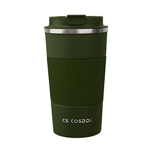 CS COSDDI Thermobecher- Isolierbecher, Edelstahl Travel Mug, 18oz/510ml Vakuum auslaufsicher Reisebecher mit Deckel, Autobecher, doppelwandig isoliert für Kaffee, Wasser und Tee, Kaffee-to-go Becher