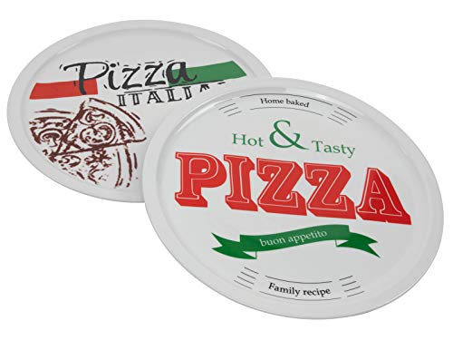 2er Set Pizza Teller - 31,5 cm - Pizzateller Speiseteller Porzellan Geschirr Tellerset