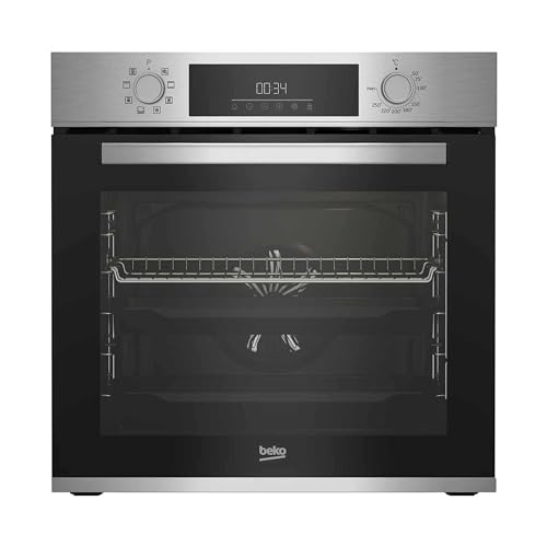 Beko BBIM12300X b300 Einbau-Backofen, 60 cm Backofen, 72 l Volumen, Dampfreinigung SteamShine, 8 Heizarten, AeroPerfect für gleichmäßiges Backen, Multifunktionsofen, Edelstahl