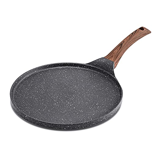 SENSARTE Crepe Pfanne 26cm Antihaftpfanne Omlettpfanne Pfannkuchen flache Pfanne mit Schweizer Granit Antihaftversiegelung, Bakelitegriff, Induktions Kompatibel, PFOA-Frei