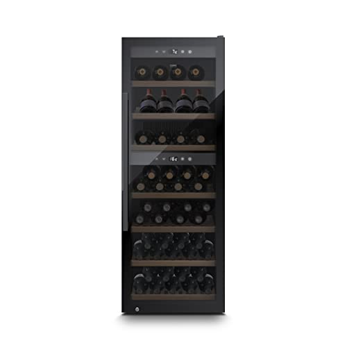 CASO WineExclusive 126 Smart - Design Weinkühlschrank für bis zu 126 Flaschen - Zwei getrennte Temparaturzonen einstellbar von 5°-20°C für Rot- & Weißwein, LED beleuchtet, mit Wi-Fi Modul und App