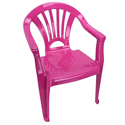 Marabella Kinderstuhl Gartenstuhl Stuhl für Kinder in blau, grün, orange oder pink Garten, Farbe:pink