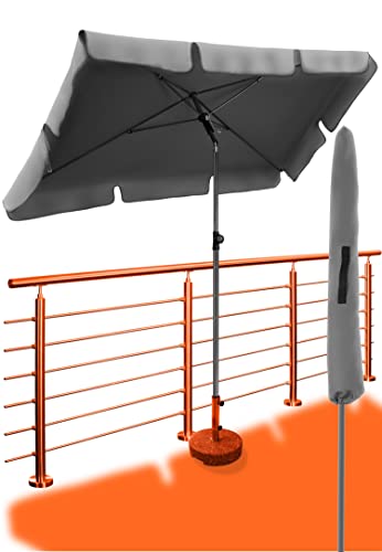 4smile Sonnenschirm Balkon SunnyShade, 200 x 125 cm, Anthrazit - UPF 50+ Sonnenschirm rechteckig als Sonnenschutz Balkon - Balkon-Schirm mit Sonnenschirm Schutzhülle