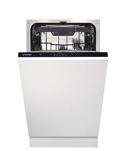 Gorenje GV 520 E10 Vollintegrierbarer Geschirrspüler / 45cm / 11 Maßgedecke / 3 Körbe / 5 Programme / höhenverstellbarer Oberkorb / vollständiger Überlaufschutz, Eingebaut, aus Edelstahl, Schwarz