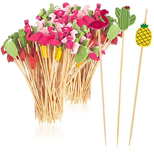 com-four® 120x Cocktailspieße mit Motiv - Spieße für Fingerfood - Party Picker aus Holz - Häppchen Piekser für Party, Geburtstag, Hochzeit [Auswahl variiert] (120 Stück - 12cm)