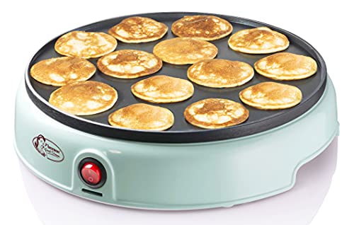 Bestron Poffertjes Maker im Retro Design, Mini Crepe's, Holländische Spezialität, Pfannkuchenautomat mit Antihaftbeschichtung & Kontrollleuchte, Sweet Dreams, Farbe: Mint