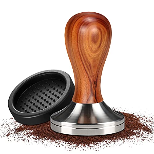 Kaffee Tamper,Espresso Tamper,Kaffeestampfer aus Edelstahl,inkl Tampermatte,für perfekten Espresso Barista-Werkzeug,Design Kaffee Tamper Set,Tamper 51mm,für Cafes und Kaffeeliebhaber