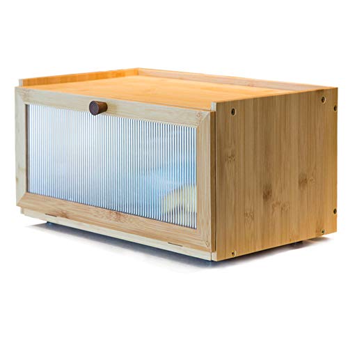 AINILE Bambus Brotkasten Holz Brotkästen - Brotbox zur Brotaufbewahrung Stylischer Bread box 40 x 25 x 20 CM