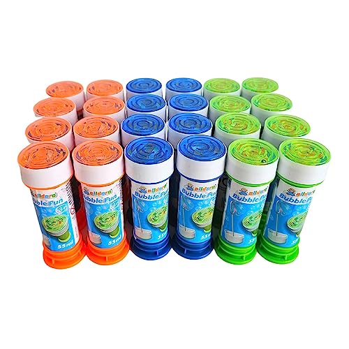 alldoro 63073 Seifenblasen 24er Set, mit Labyrinth im Deckel, Pustestäbchen, für Kinder ab 3 Jahren, bunt, 24x 55 ml