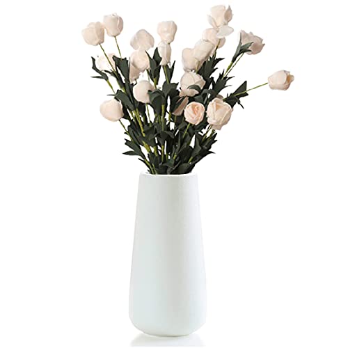 Vase Weiß Matt Keramik Vase für Pampasgras 20cm Höhe Vasen Tischdeko Modern Blumenvase, für Home Office Dekor Geschenk Hochzeit Weihnachten Einweihungsparty (weiß)