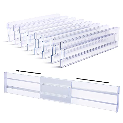 Vtopmart 8er-Set Kunststoff Schubladentrenner Verstellbar (30.99-55.12cm), Transparente Schubladenteiler, Schubladen Organizer für Küchenspeicher, Schlafzimmer, Kommode