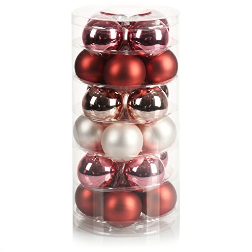 com-four® 24x Weihnachtskugeln, Christbaumkugeln aus echtem Glas für Weihnachten, Baumschmuck für den Christbaum, Ø 6 cm