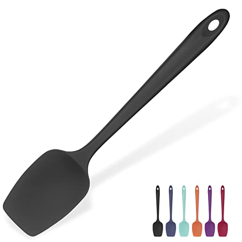 315℃ Hochhitzebeständiger Silikon Löffel Spatel: U-Taste Flexibler Nahtloser Gummispatel, Backen Kochen Silikon Teigschaber für Antihaftbeschichtetes Kochgeschirr Mischen Schaben (29cm, Schwarz)