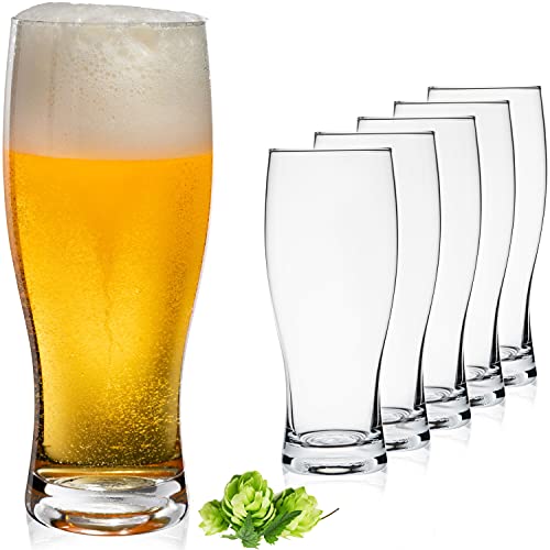 PLATINUX Biergläser 500ml (max. 640ml) aus Glas Set 6-Teilig Bierseidel Weizengläser hohes Bierglas 0,5L