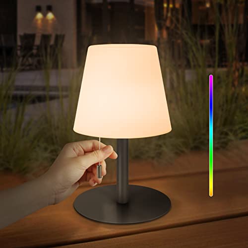 FUYO LED Akku Outdoor Tischlampe mit 8 Farben Dimmbar Kabellos Tischleuchte Tragbare Farbwechsel Nachtlicht Lampe für außen garten schlafzimmer camping ostern dekoration
