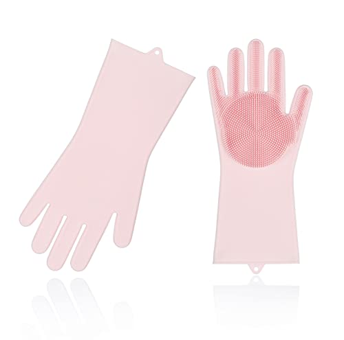 Vgo... 1 Paar Geschirrspüler-Reinigungsschwamm-Handschuhe, wiederverwendbar, Silikonbürste, Schrubber Handschuhe, hitzebeständig (SI2142)