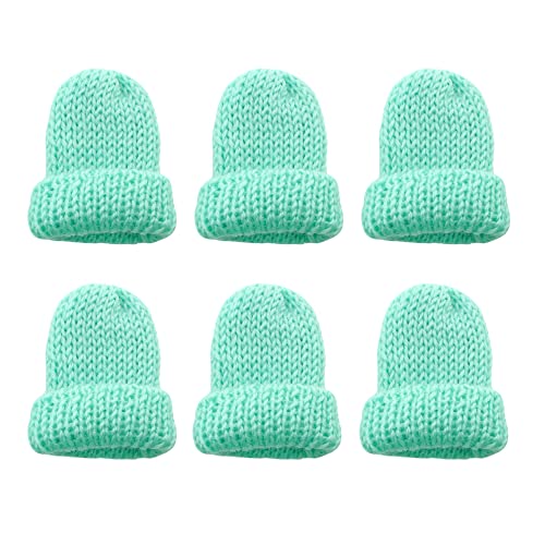 MIJOMA 6 Stück Set Eierwärmer-Strickmütze, Eiwärmer aus Strick, gestrickte Eierwärmermützen für Frühstückseier, Mini-Mütze Bastelbedarf, Geschenkidee Geburtstag Umzug Neueinzug (Mintgrün)