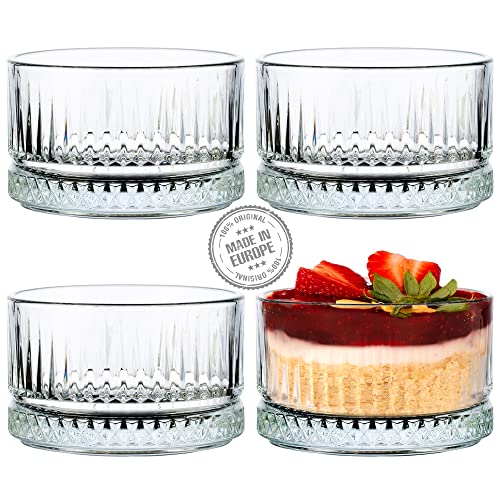 CRYSTALIA Premium Kristall Glas Dessertschalen 240ml BLEI FREI Eisbecher Glas, Glasschalen, Dessertbecher Trifle Parfait Eis und Dessertbecher für Obst Vorspeise Eiscremegläser Pudding Schalen