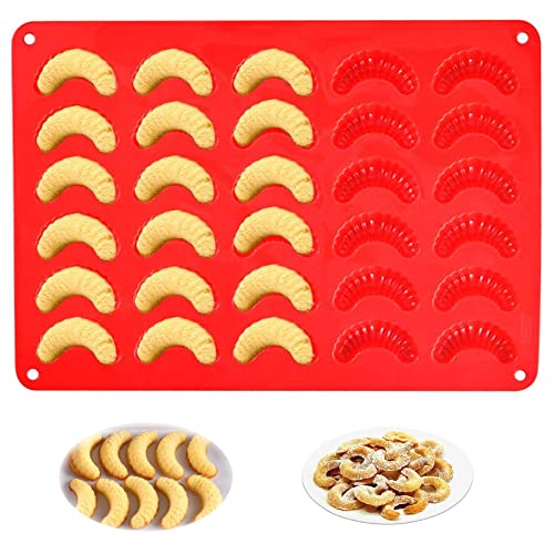 Cake Mould Chocolate 30 Holes Mould Praline Mould Made of Silicone Mould Vanilla Cipfer Baking Tray Temperature Resistant for Chocolates, Parfait,Ice Crafts, Red