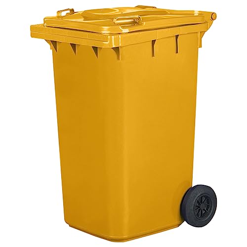 Jestic Mülleimer 120 240 Mülleimer mit leisen Gummirädern für differenziertes Sammeln, Recycling innen außen EN840 (240 Liter, Gelb)