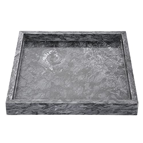 SUMNACON Marmor Serviertablett Servierplatte Tablett Schmuckteller für Badezimmer Küche Aufbewahrung Toilettenartikel Schmuck Kuchen Hausdekoration(Schwarz 25cm)