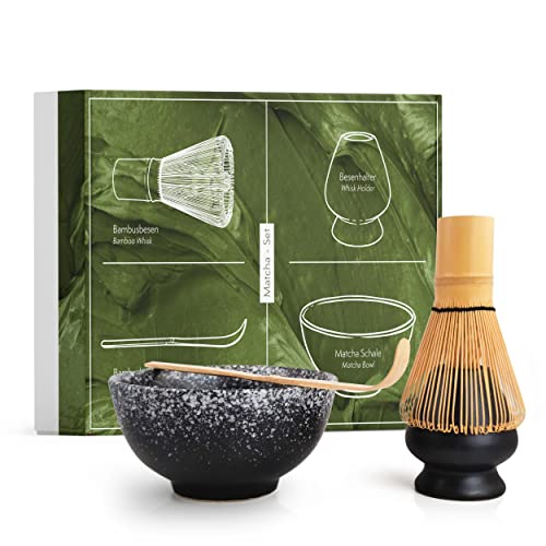 Matcha Set aus Besen, Schale, Löffel und Besenhalter