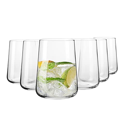 Krosno Gläser für Wasser, Getränke und Säfte | Elegantes Design | Bleifreies | 6er-Set | Fassungsvermögen 490 ml | Infinity Kollektion | Ideal für Zuhause, Restaurants, Partys | Spülmaschinenfest