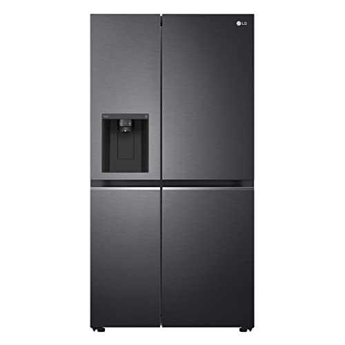 LG GSLV71MCLE, Klasse E, 635 L, Side-by-Side Kühlschrank, Eis-, Crushed Ice- Wasserspender, Total No-Frost, DoorCooling+, LINEARCooling, Inverter Linear Kompressor, Wi-Fi ꟷ Matte Black Steel