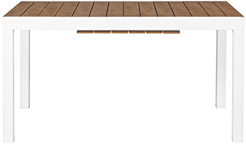 Möbel Jack Gartentisch - Weiß - Aluminiumgestell - Polywood Platte - 140 x 90 cm - ausziehbar