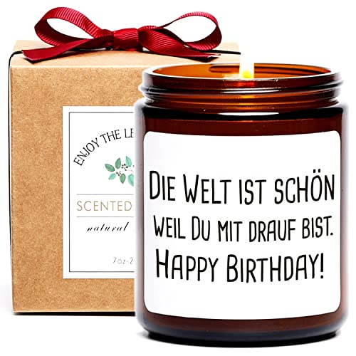 Happy Birthday Kerze als Geschenk für Geschenkidee für Frauen, Duftende Sojakerzen für Zuhause, Birthday Geschenk Idee für beste, Freundin, Freund, Mama, Papa, Kollegen, Schwester