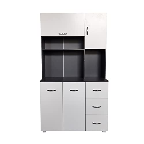 HTI-Line Küchenschrank Blanca Küchenbuffet Grau Weiß für Küche und Esszimmer 100 x 180 x 40 cm (BxHxT)