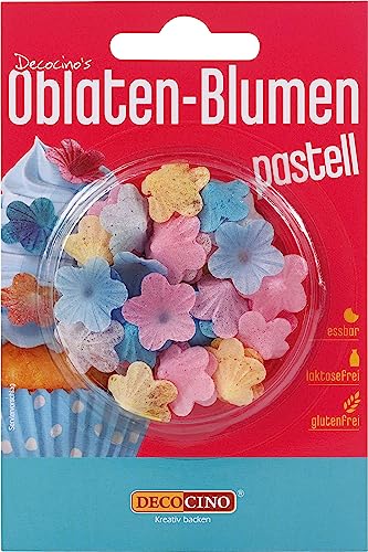 DECOCINO Oblaten-Blumen Pastell - essbare Blüten aus Esspapier, ideal zum Dekorieren von Hochzeits-Torten, Geburtstags-Kuchen, Cupcakes uvm.