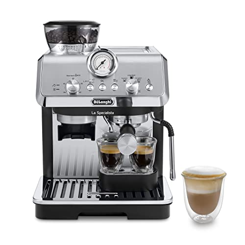 De'Longhi La Specialista Arte EC 9155.MB Espresso Siebträgermaschine, Espressomaschine mit Professioneller Milchaufschäumdüse, inkl. Barista-Kit, Edelstahl/Schwarz