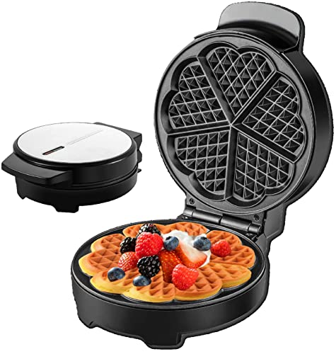 Waffeleisen | 1000 Watt | Waffelautomat für Herzwaffeln | Wafflemaker | Paninigrill | Waffeltoaster | Waffle Maker | Elektrogrill | Cool-Touch-Technologie | Antihaftbeschichtung |