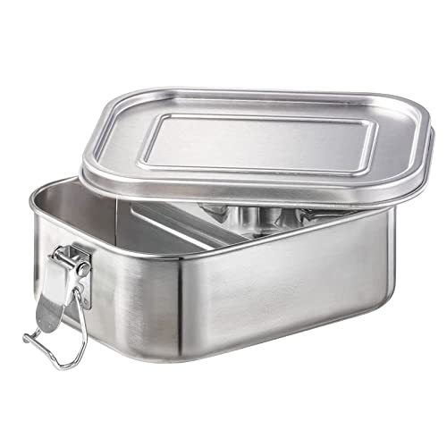 Newaner Edelstahl Brotdose, 800ml auslaufsichere Brotdose mit herausnehmbarer Trennwand, nachhaltige und umweltfreundliche Brotdose, Stainless Steel Children's Lunch Box with Compartments