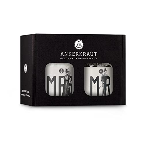 Ankerkraut Hochzeits-Box, Salz & Pfeffer als Geschenk, im Korkenglas (Mr. & Mrs.)