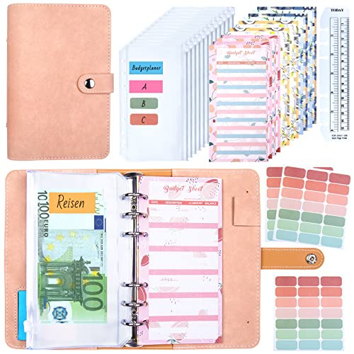 Budget Planner, Binder - Bugetplaner Startset Finanzplaner, A6 Budget Planer Umschlagmethode, Budgetplaner Geld Sparbuch mit Folien für Geld Sparen Money Organizer Spar Challenge Buch