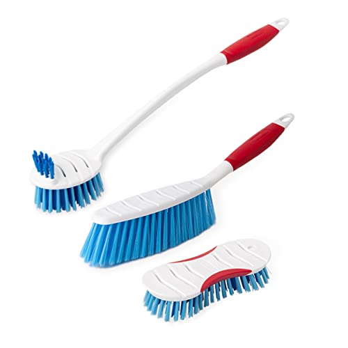 Xifando 3 Pack Cleaning Brush Set-Toilet Brush Shoes Scrub Bathroom Brush Dusting Brush for Bed Sofa etc.Housekeeping Cleaning Tools