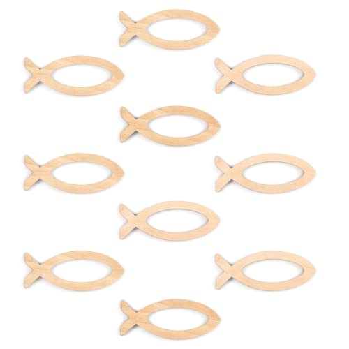 Ocasy Serviettenringe Fische 10 Stück zur Taufe oder Kommunion, Halter für Servietten oder Platzkarten aus Holz